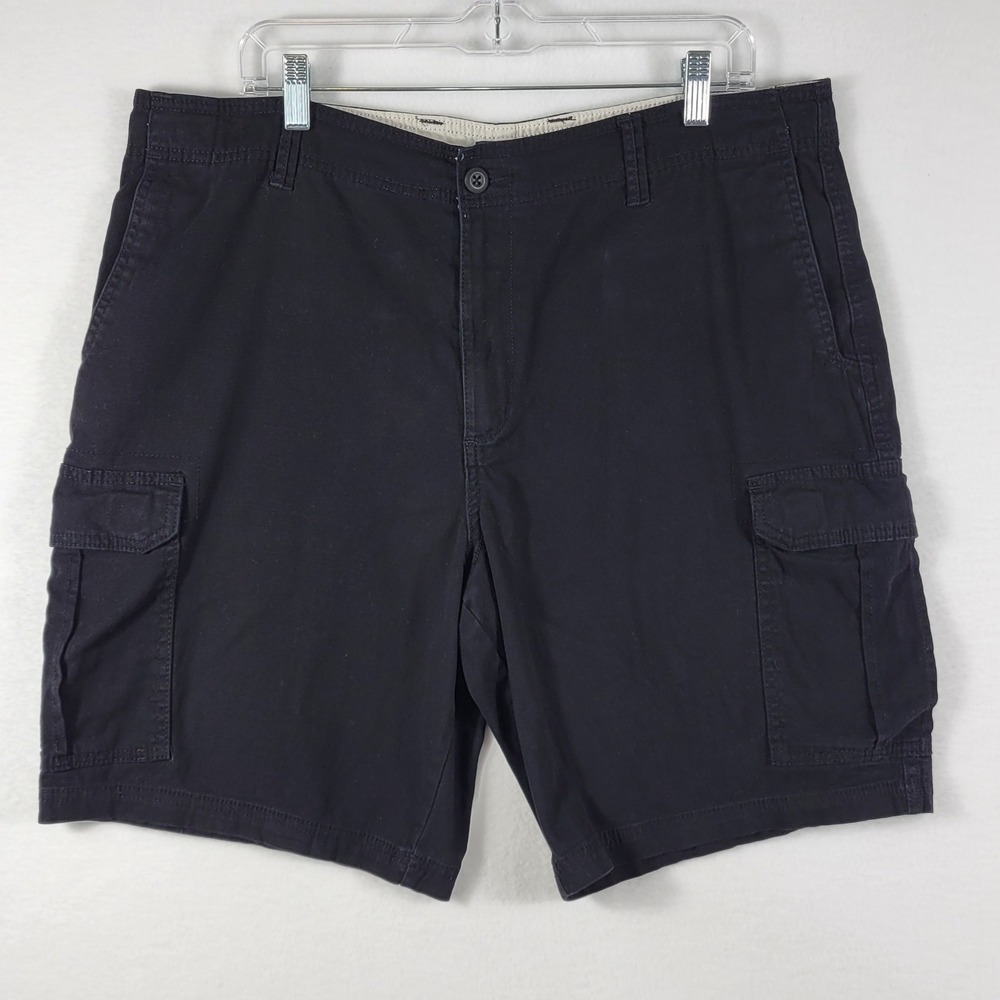 George Cargo Shorts Men 38 Black Cotton Twill Utility Multi Pocket